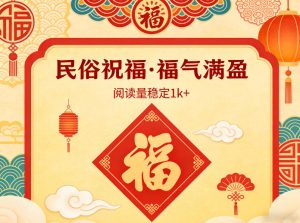 公众号流量主之民俗祝福赛道，选题不愁，结构固定，阅读稳定1w+-16888副业资讯