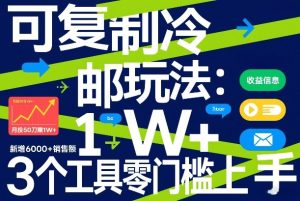 可复制冷邮件玩法：月投50刀賺1W+，新增6000+销售额，3个工具零门槛上手-16888副业资讯