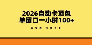 2026自动卡顶包玩法，单窗口一小时100+，可矩阵操作，无需人工【揭秘】-16888副业资讯