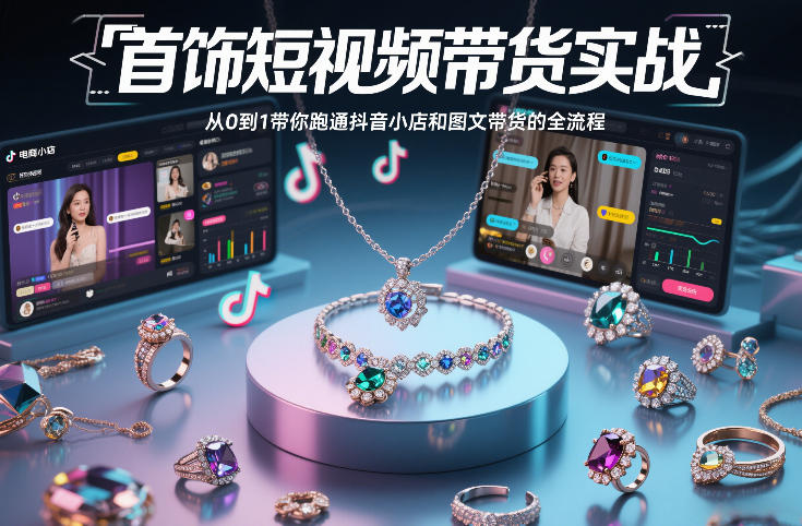 首饰短视频带货实战，从0到1带你跑通抖音小店和图文带货的全流程-16888副业资讯