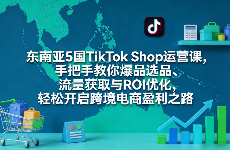 东南亚5国TikTok Shop运营课，手把手教你爆品选品、流量获取与ROI优化，轻松开启跨境电商盈利之路-16888副业资讯