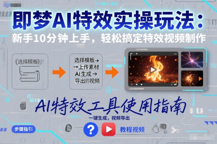 即梦AI特效实操玩法：新手10分钟上手，轻松搞定特效视频制作-16888副业资讯