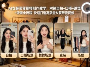 AI女装带货视频制作教学，对镜自拍、口播、跳舞、变装全流程，快速打造高质量女装带货视频-16888副业资讯