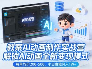 教案AI动画制作实战营，解锁AI动画全新变现模式，每单均价200-500，小白也能月入1W+-16888副业资讯