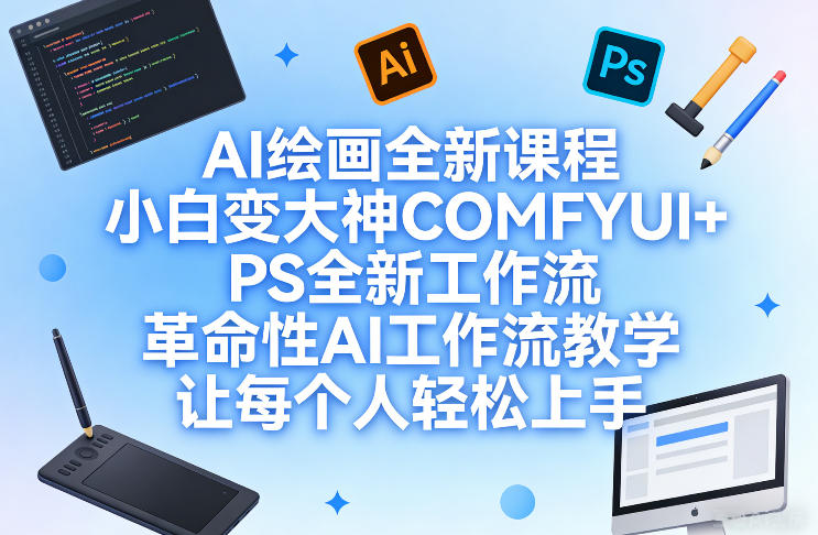 AI绘画全新课程，小白变大神COMFYUI+PS全新工作流，革命性AI工作流教学，让每个人轻松上手-16888副业资讯