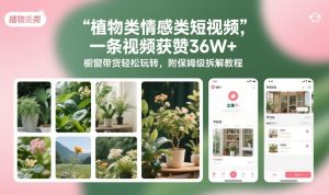 植物类情感类短视频，一条视频获赞36W+，橱窗带货轻松玩转，附保姆级拆解教程-16888副业资讯
