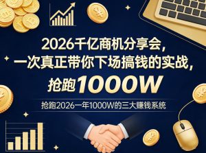 2026千亿商机分享会，一次真正带你下场搞钱的实战，抢跑2026一年1000W的三大賺钱系统-16888副业资讯