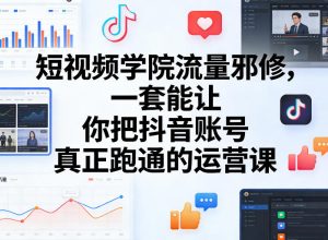 短视频学院流量邪修，一套能让你把抖音账号真正跑通的运营课-16888副业资讯