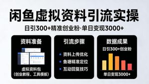 靠闲鱼虚拟资料引流，日引300+精准创业粉，单日变现3k+实操【揭秘】-16888副业资讯