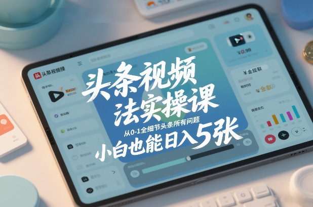 头条视频玩法实操课，从0-1全细节头条所有问题，小白也能日入5张-16888副业资讯