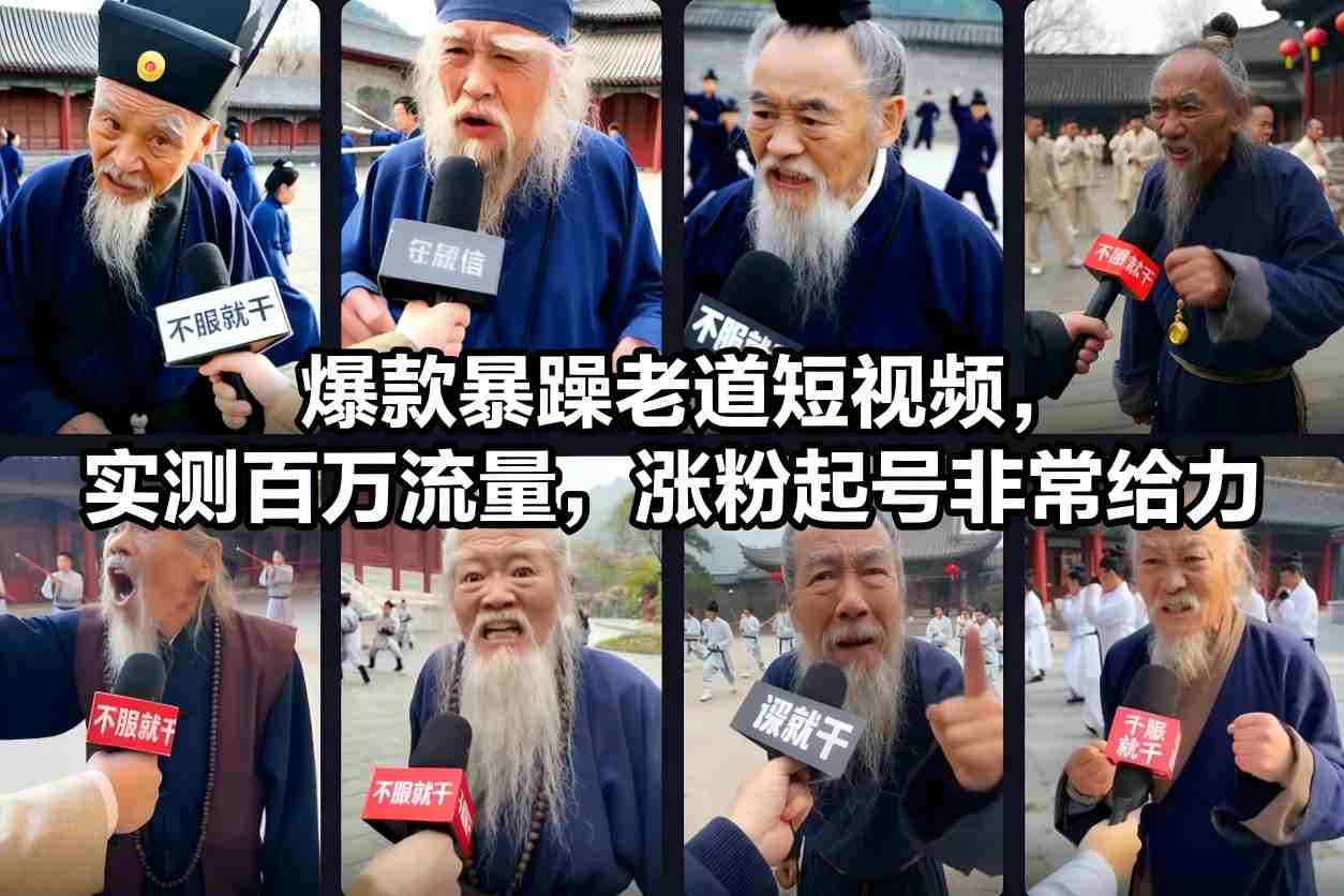 爆款暴躁老道短视频，实测百万流量，涨粉起号非常给力-16888副业资讯