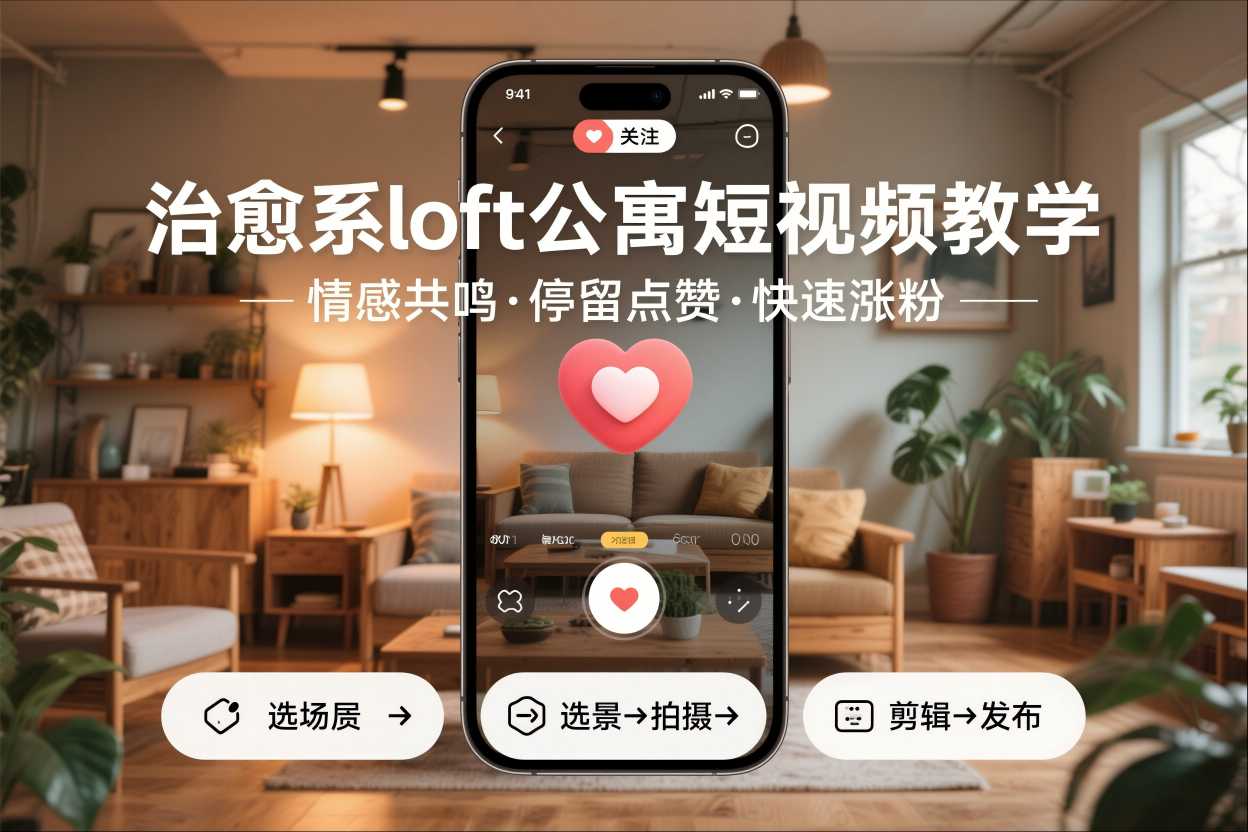 治愈系loft公寓短视频制作教学，情感共鸣引停留点赞关注，快速起号涨粉-16888副业资讯