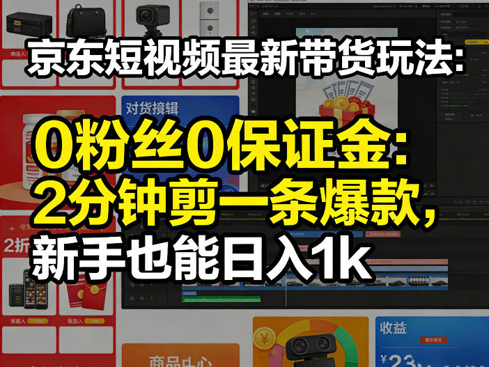 京东短视频最新带货玩法，0粉丝0保证金，2分钟剪一条爆款，新手也能日入1k+【揭秘】-16888副业资讯