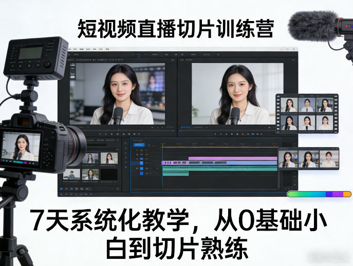 短视频直播切片训练营，7天系统化教学，从0基础小白到切片熟练-16888副业资讯