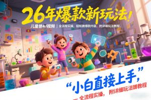 26年爆款新玩法，儿童科普AI视频，全流程实操，轻松做爆款内容，小白直接上手，附详细玩法教程-16888副业资讯