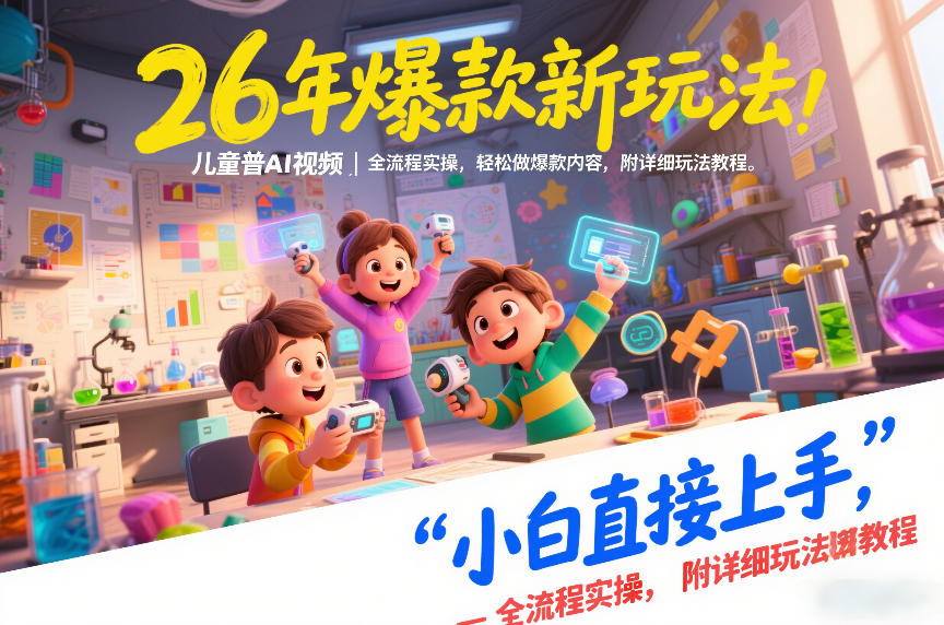 26年爆款新玩法，儿童科普AI视频，全流程实操，轻松做爆款内容，小白直接上手，附详细玩法教程-16888副业资讯