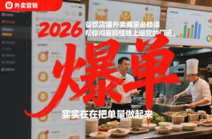 2026餐饮店铺外卖商家必修课，帮你彻底搞懂线上运营的门道，实实在在把单量做起来-16888副业资讯