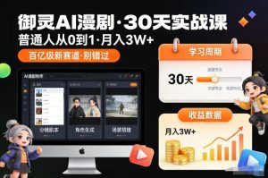 御灵AI漫剧30天实战课，普通人从0到1，月入3W+，别错过这个百亿级新赛（更新中）-16888副业资讯