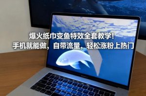 爆火纸巾变鱼特效全套教学！手机就能做，自带流量，轻松涨粉上热门-16888副业资讯