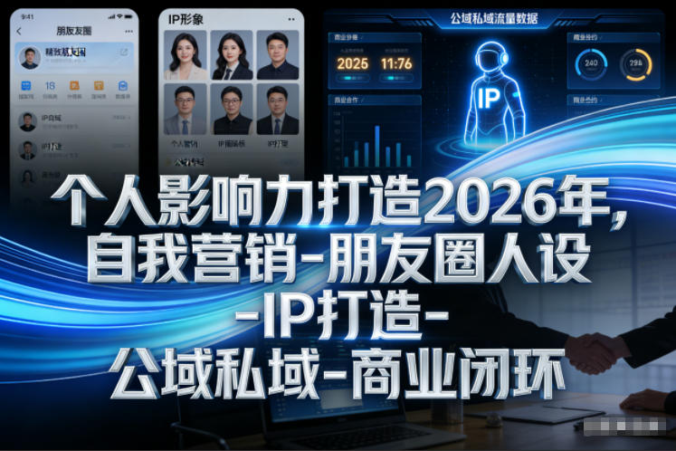 个人影响力打造2026年，自我营销-朋友圈人设-IP打造-公域私域-商业闭环-16888副业资讯