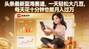 头条最新蓝海赛道，一天轻松大几张，每天花十分钟也能月入过1W【揭秘】-16888副业资讯