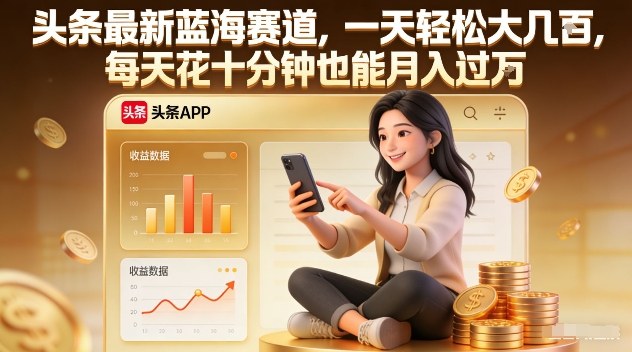 头条最新蓝海赛道，一天轻松大几张，每天花十分钟也能月入过1W【揭秘】-16888副业资讯