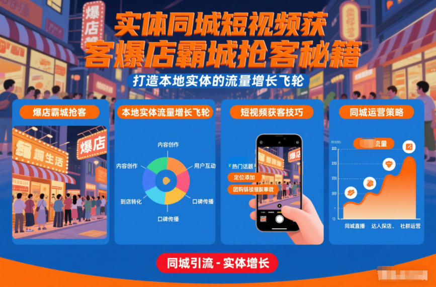 实体同城短视频获客爆店霸城抢客秘籍，打造本地实体的流量增长飞轮-16888副业资讯