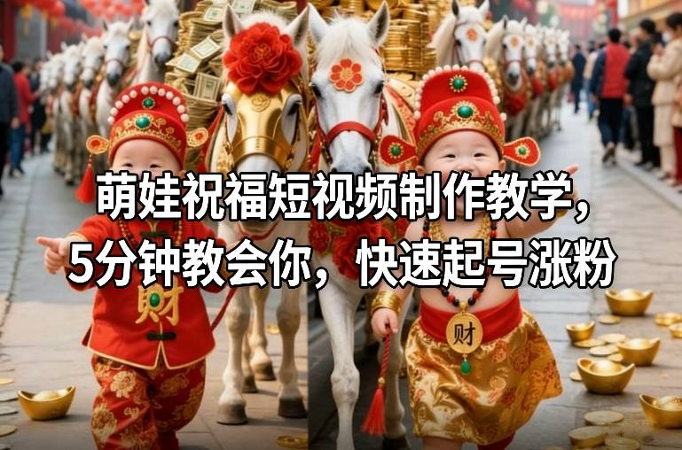 萌娃祝福短视频制作教学，5分钟教会你，快速起号涨粉-16888副业资讯