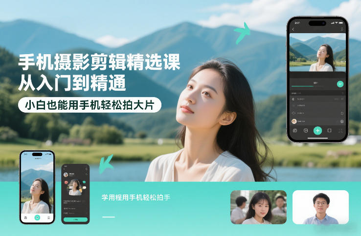 手机摄影剪辑精选课，从入门到精通，小白也能用手机轻松拍大片-16888副业资讯