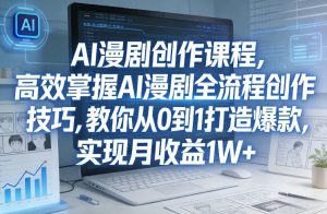 某社群AI漫剧创作课程，高效掌握AI漫剧全流程创作技巧，教你从0到1打造爆款，实现月收益1W+-16888副业资讯