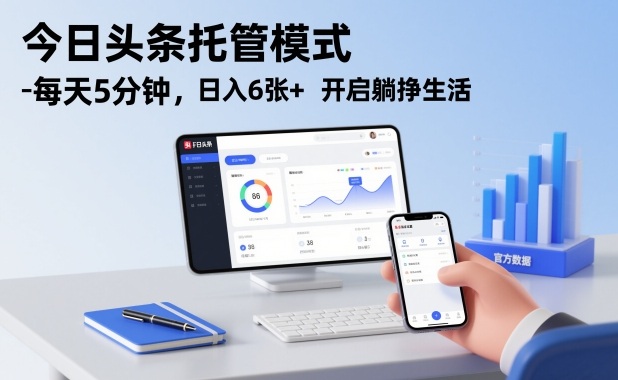 今日头条托管模式，每天5分钟，日入6张+，开启躺挣生活【揭秘】-16888副业资讯