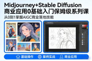 AIGC商业应用Midjourney+Stable Diffusion教程，0基础入门保姆级系列课-16888副业资讯