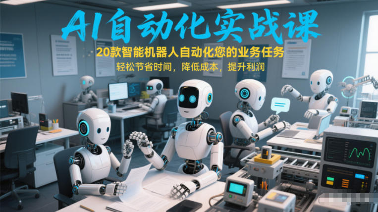 AI自动化实战课：20款智能机器人自动化您的业务任务，轻松节省时间，降低成本，提升利润-16888副业资讯