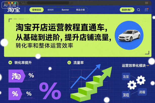 淘宝开店运营教程直通车，从基础到进阶，提升店铺流量，转化率和整体运营效率（更新26年1月）-16888副业资讯