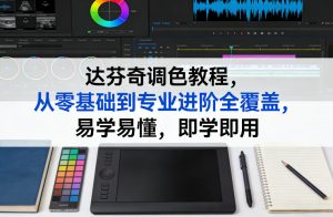 达芬奇调色教程，从零基础到专业进阶全覆盖，易学易懂，即学即用-16888副业资讯