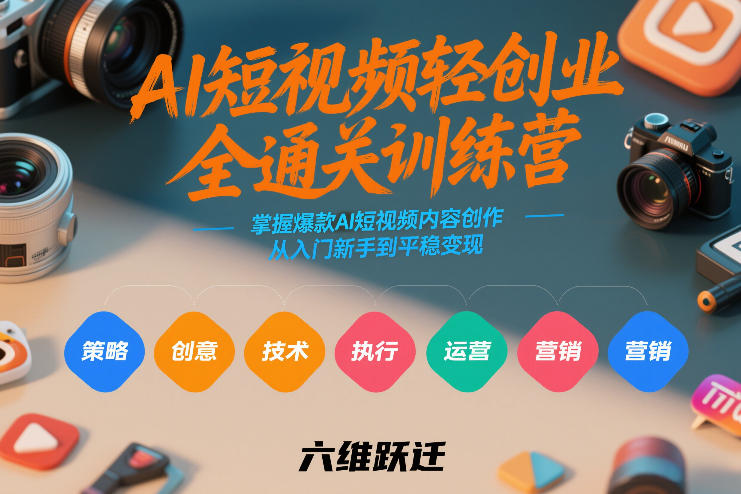 AI短视频轻创业全通关训练营，掌握爆款AI短视频内容创作，从入门新手到平稳变现的六维跃迁-16888副业资讯