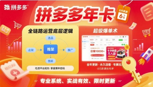 拼多多年卡，拼多多全链路运营底层逻辑，超级爆单术【更新26年1月】-16888副业资讯