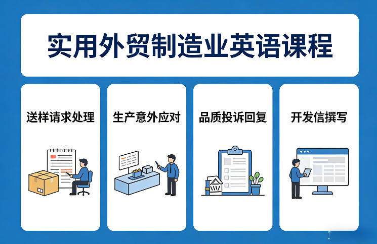 实用外贸制造业英语课程，教你专业处理送样请求、应对生产意外、回复品质投诉、撰写开发信等-16888副业资讯