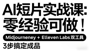 AI短片实战课：零经验可做，Midjourney+ElevenLabs双工具，3步搞定成品-16888副业资讯