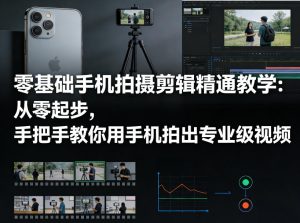 零基础手机拍摄剪辑精通教学：从零起步，手把手教你用手机拍出专业级视频-16888副业资讯