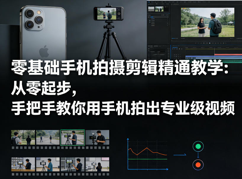 零基础手机拍摄剪辑精通教学：从零起步，手把手教你用手机拍出专业级视频-16888副业资讯