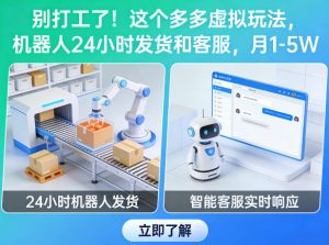 别打工了!这个多多虚拟玩法,机器人24小时发货和客服,月1-5W【揭秘】-16888副业资讯