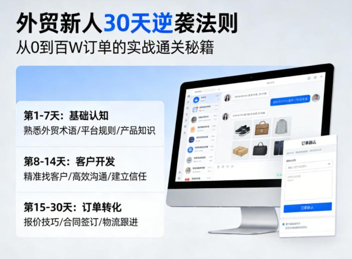 外贸新人30天逆袭法则，教你从0到百W订单的实战通关秘籍-16888副业资讯