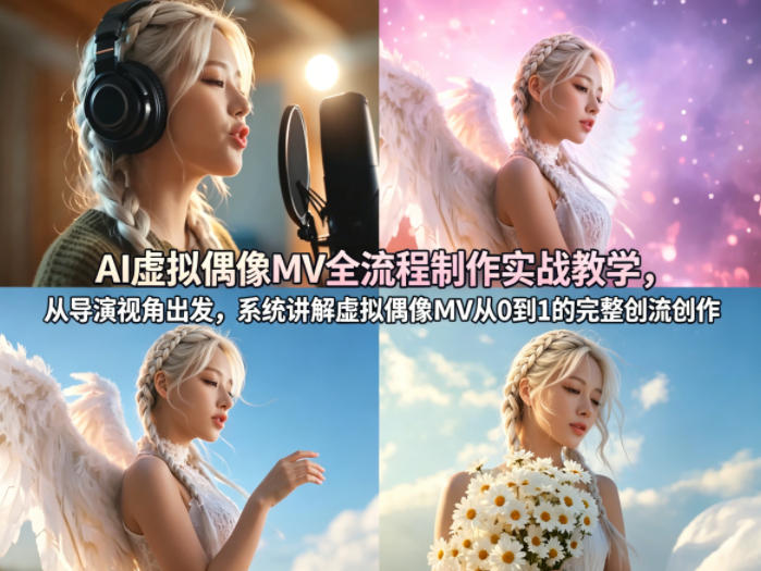 AI虚拟偶像MV全流程制作实战教学，从导演视角出发，系统讲解虚拟偶像MV从0到1的完整创作流程-16888副业资讯