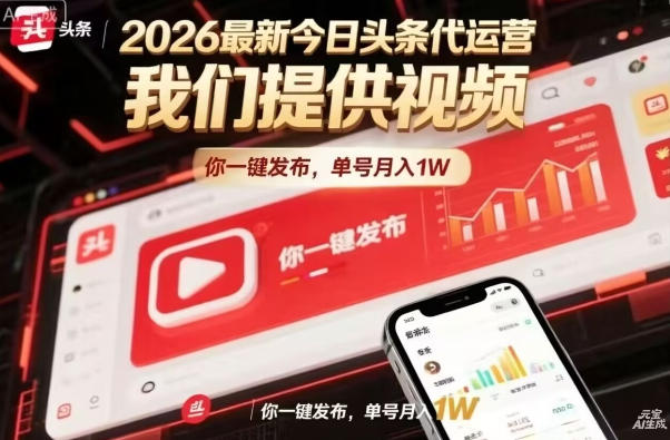 今日头条躺賺模式，你9我1，操作简单，一键发布，单机日入数百，长期合作【揭秘】-16888副业资讯