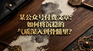 某公众号付费文章：如何将沉稳的气质深入到骨髓里？-16888副业资讯