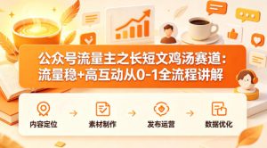 公众号流量主之长短文鸡汤赛道，流量稳+高互动，从0-1全流程讲解-16888副业资讯
