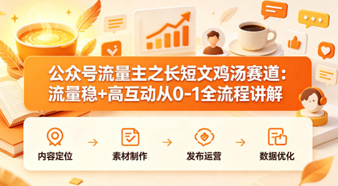 公众号流量主之长短文鸡汤赛道，流量稳+高互动，从0-1全流程讲解-16888副业资讯