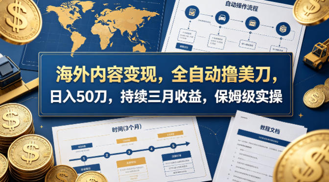 海外内容变现，全自动撸美刀，日入50刀，持续三月收益，保姆级实操【揭秘】-16888副业资讯