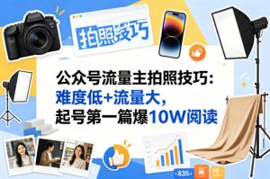 公众号流量主之拍照技巧赛道，难度低+流量大，起号第一篇就爆了10w阅读-16888副业资讯